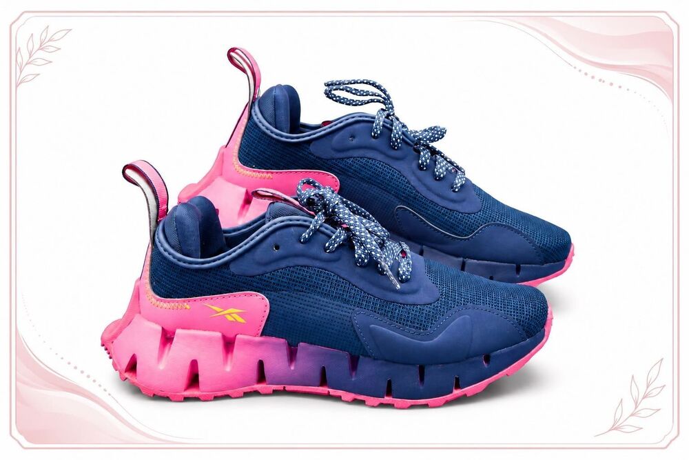 Reebok Zig Dynamica Adventure Running Shoe Womens US Size 8.5 Navy Pink HR1886